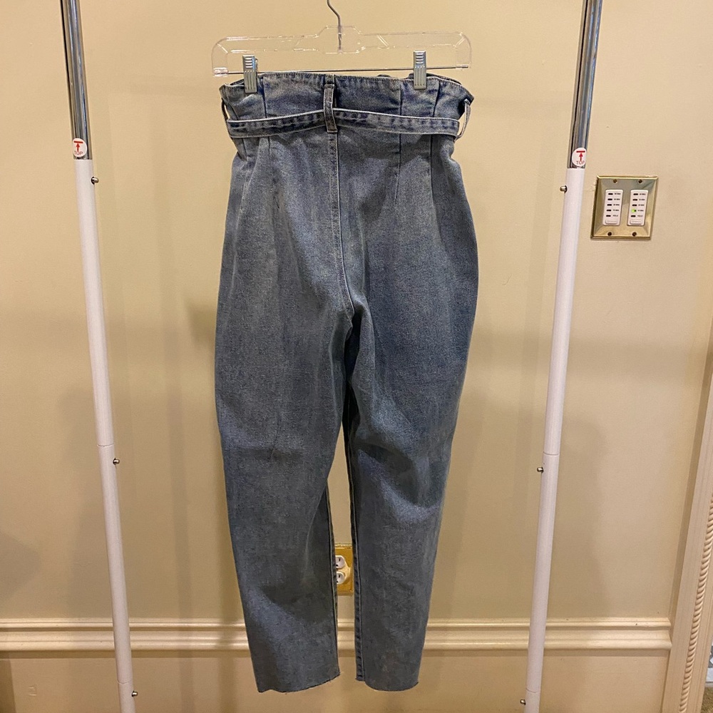 Wild Fable High Rise Blue Jeans High-Waisted Paperbag Jeans | Tie Belt Mom Fit - Picture 2 of 3